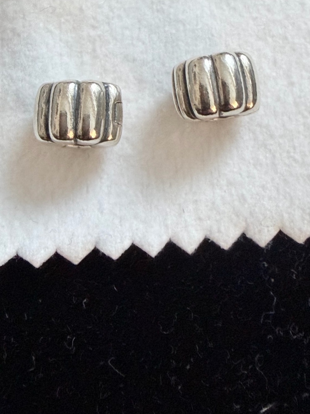 Retired Pandora Silver Ribbed Bracelet Charm Beads